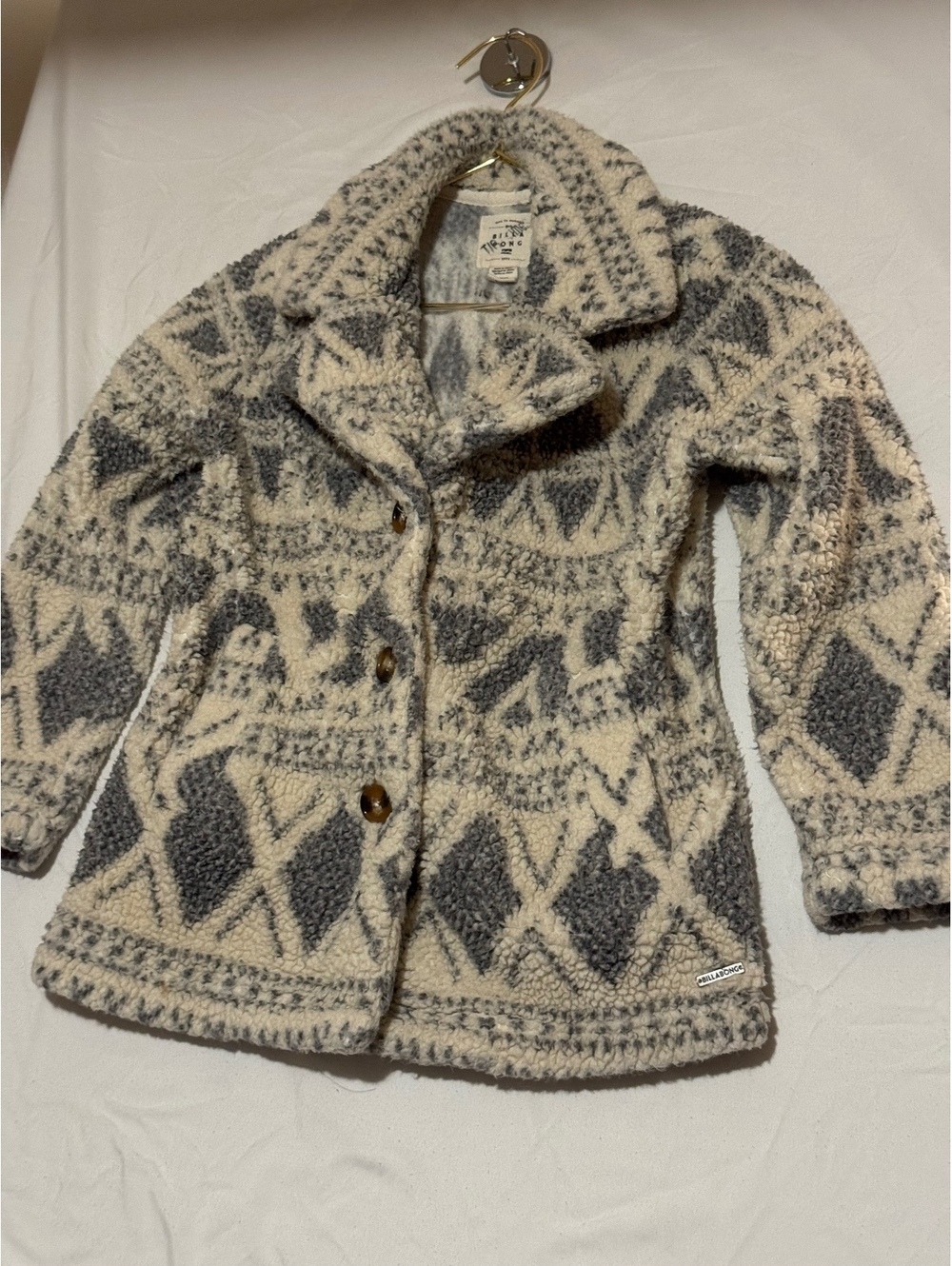 Billabong "Time Off" Geometric Fleece Sherpa Jacket Small